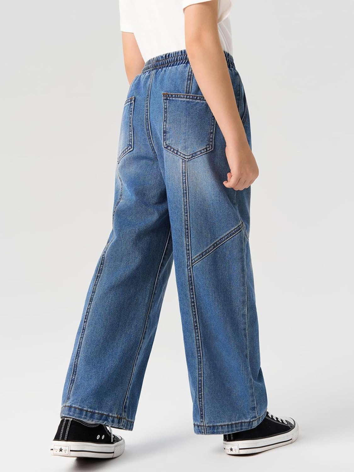 Haloumoning Boys Wide Leg Jeans Kids Casual Straight Baggy Denim Pants with Pockets 5-14 Years - Image 4