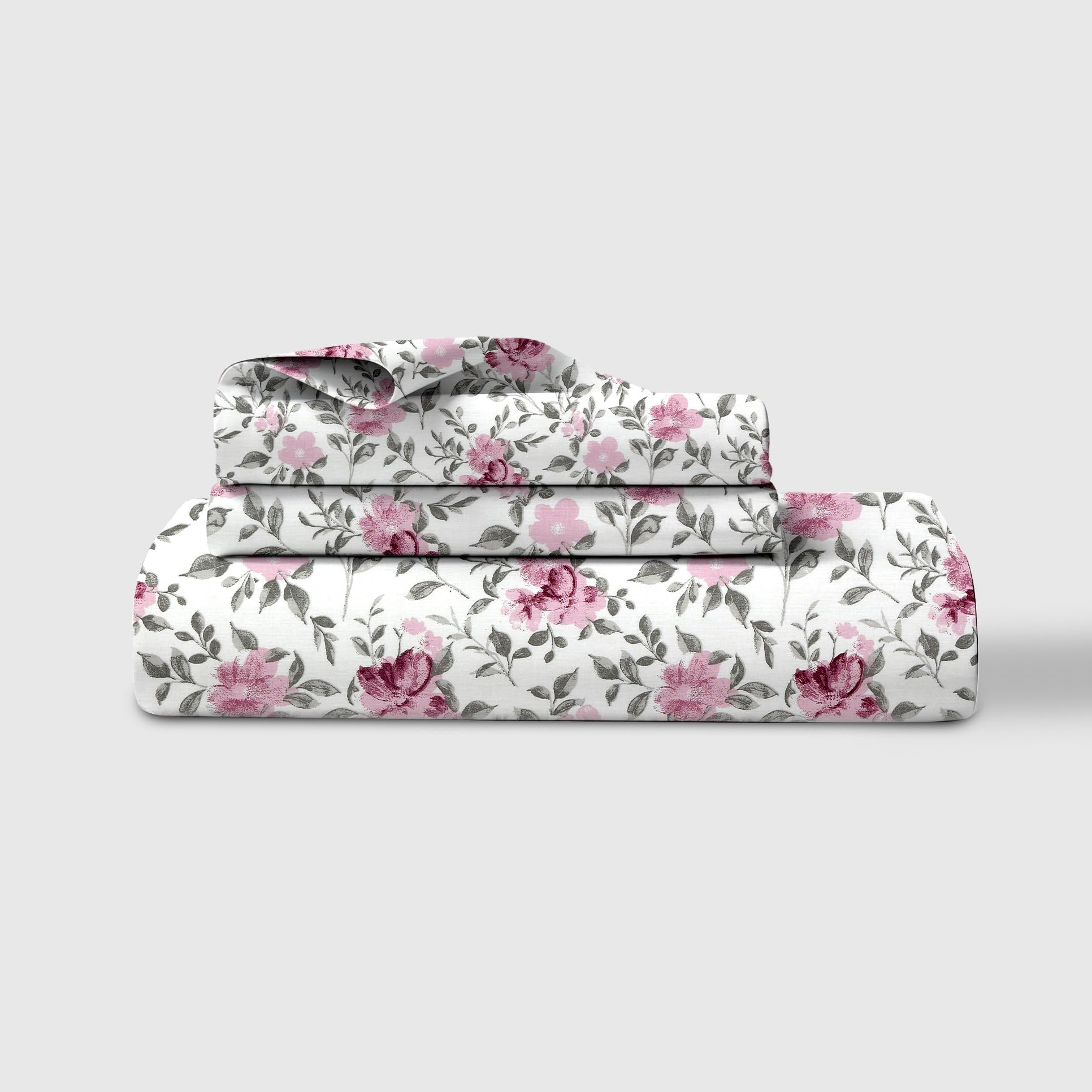 LINENWALAS 100% Cotton Bed Sheet for King Size Bed, Floral Printed King Bedsheet with 2 Pillow Covers | 210 TC Soft, Breathable, Luxury Bedsheet (Garden of Grace, 108 x 108 Inches), Purple
