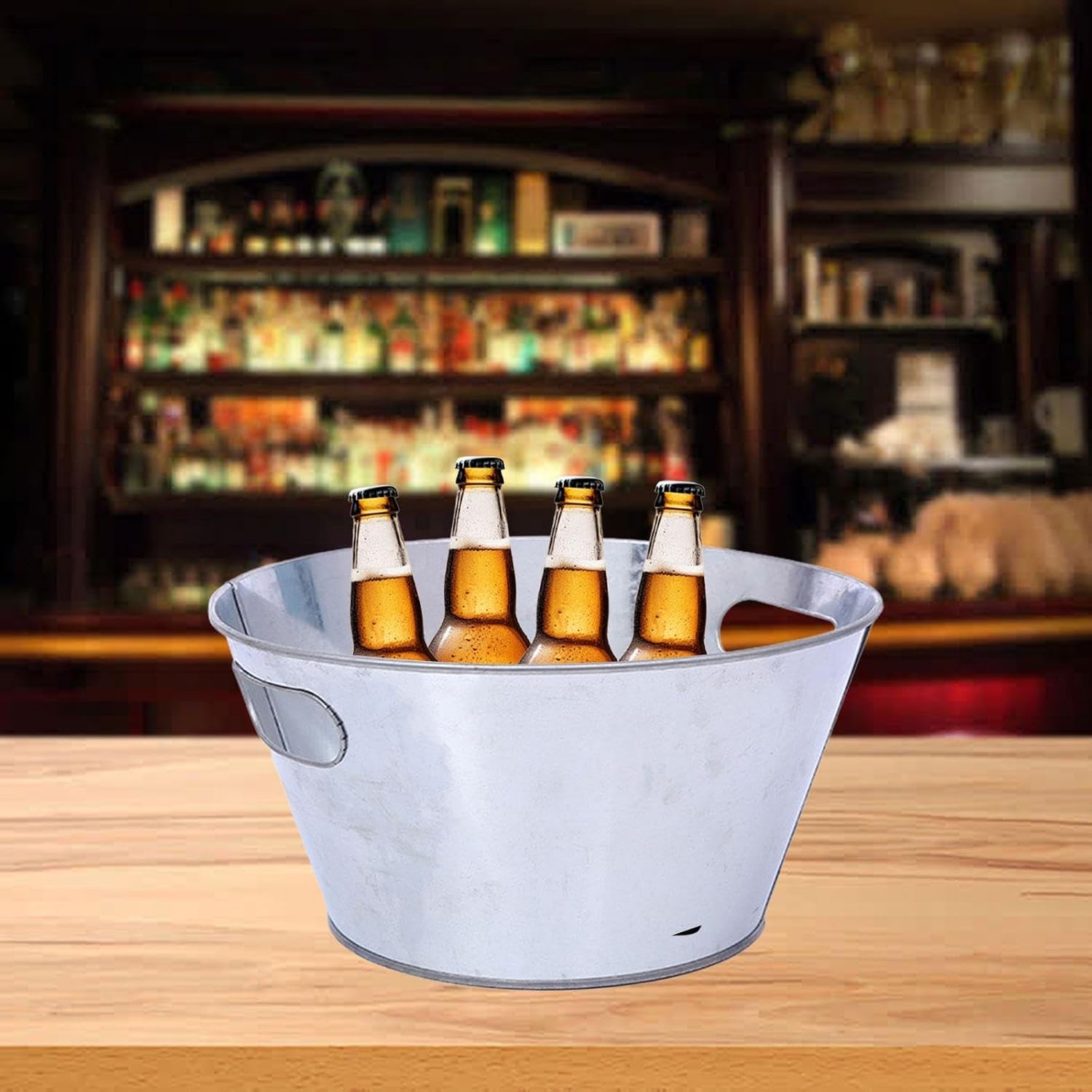 Metal Ice Bucket Drink Iced Decor Galvanized Metal Oval Tub Chill Drink Beer Bucket for Swim Pool Bar Wedding Holidays Indoor