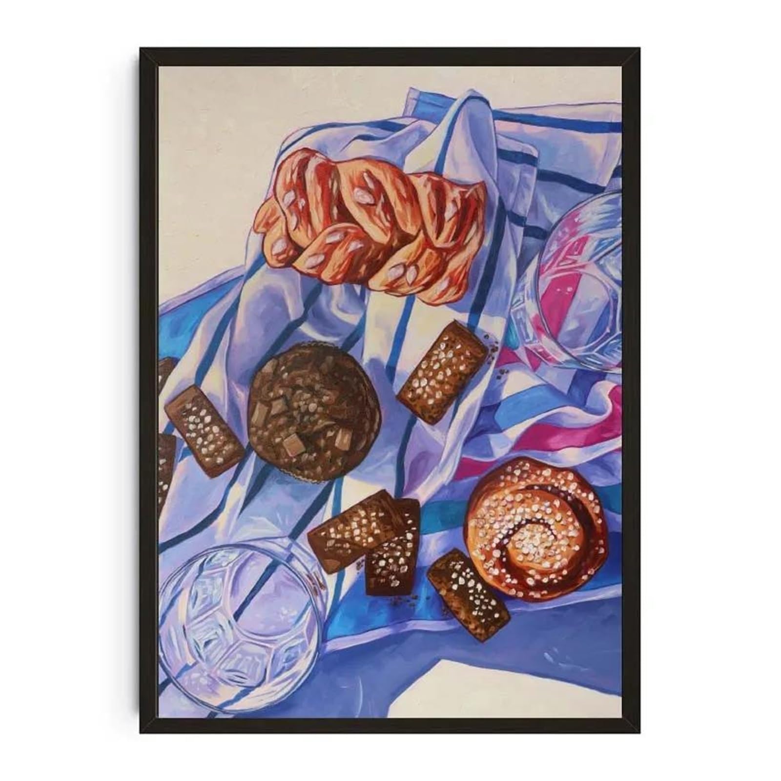 XENITE Wall Art Canvas Prints Watercolor Dessert Donut Cupcake Donuts Cake Poster Food Prints Cheesecake Canvas Painting Wall Picture Kitchen Room Decor(I,50x70cm)