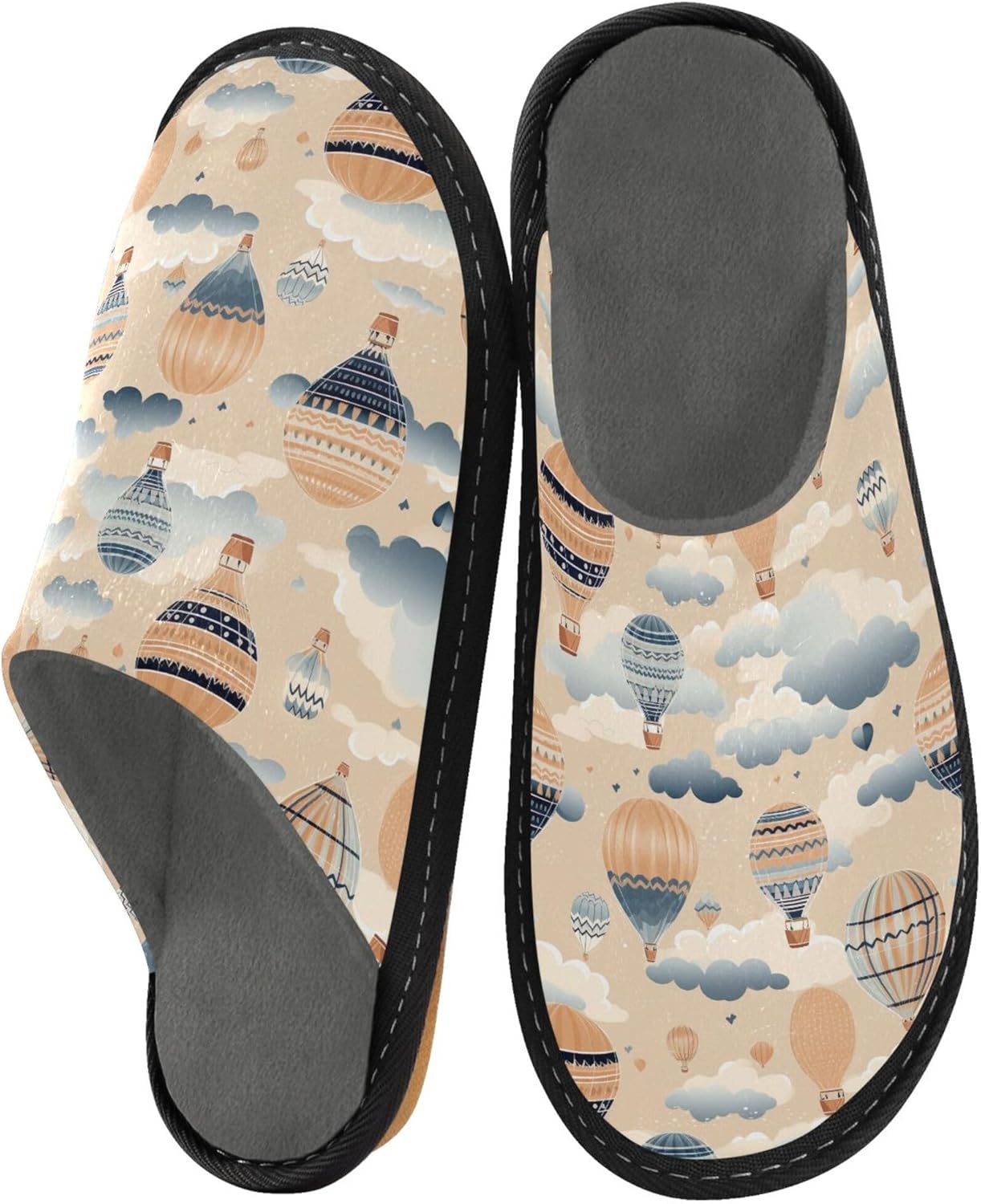 Hot Air Balloon House Slippers – Cozy Fuzzy Slippers for Guests, Washable & Disposable, Perfect for Shoeless Home, Spa & Hotel Use A110829