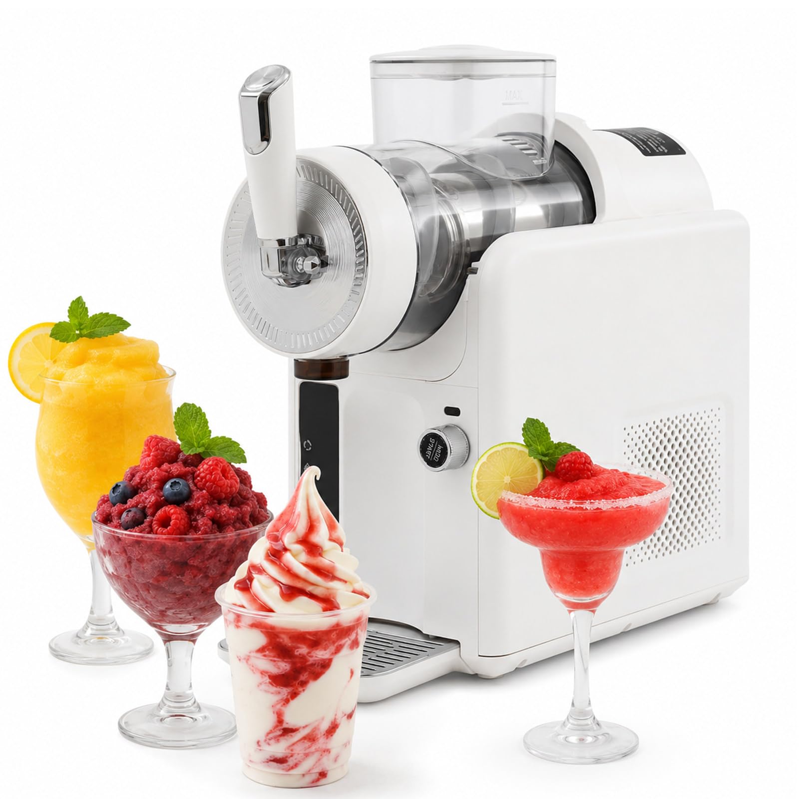 pealiritansemen 2L Slushy Machine – No Ice Needed for Ice Cream, Slush, Milkshake, Frappe & Sorbet, One-Button Self-Cleaning, 185W 12h Continuous Run, Perfect Chilled Drink Maker for Bar/RV White