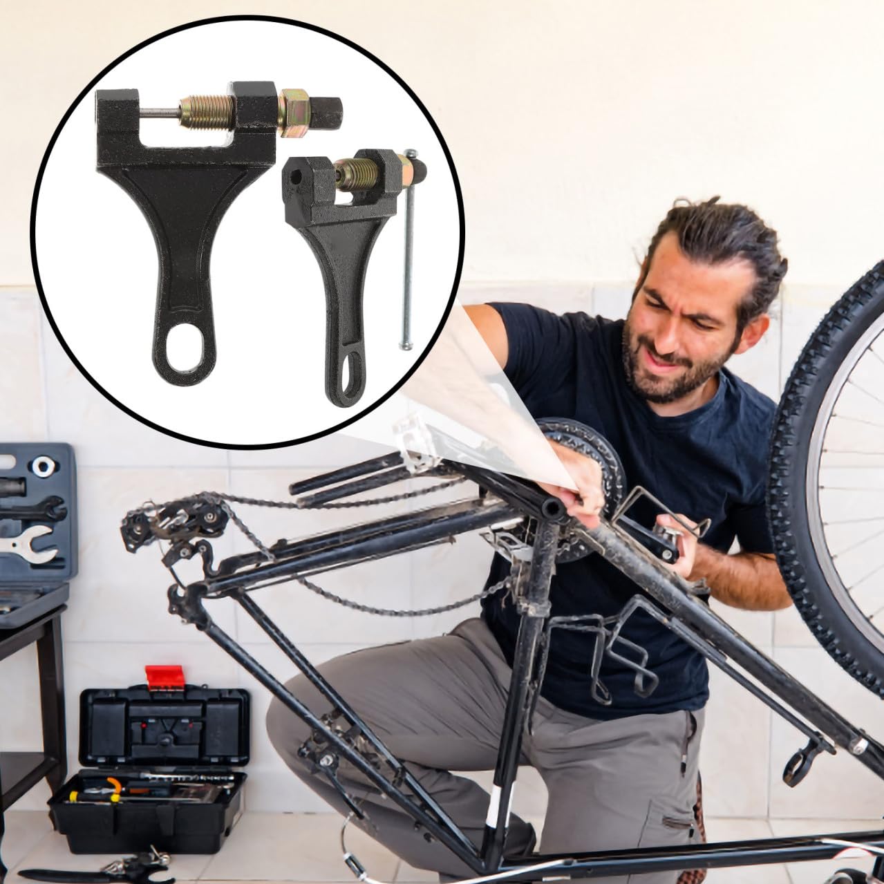 Divisor de Eslabones de Cadena para Motocicleta 2 Piezas de Hierro