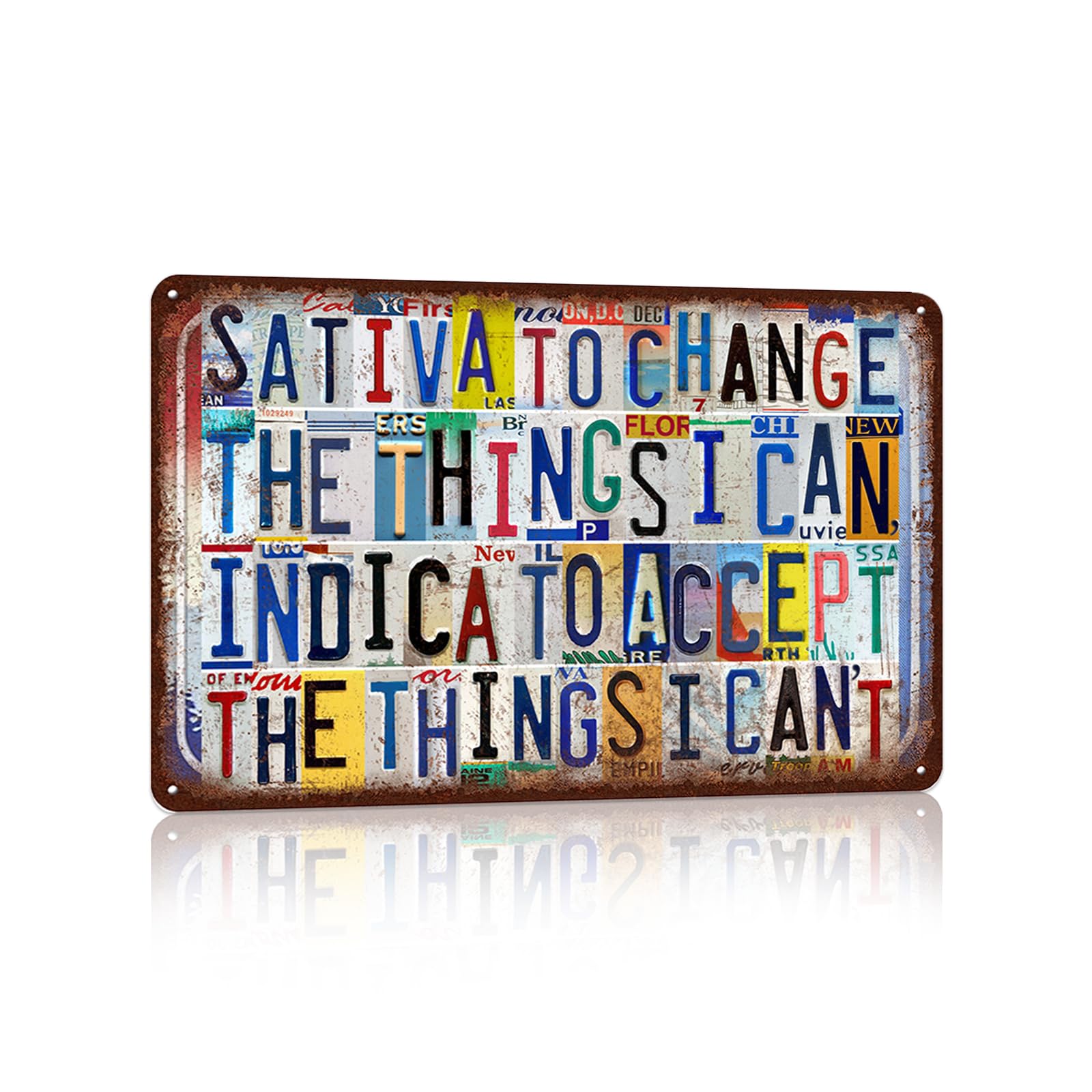peiyeety Vintage Wall Decor Inspirational Quotes Metal Sign Tin Signs Poster - Sativa To Change The Things I CanIndica To Accept The Things I Can‘t