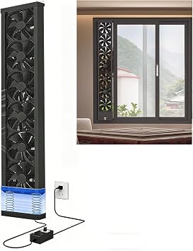 31.5-33.5 Inch Vertical Window Fan For Sliding Windows Stepless Speed Control (0-2800 Rpm) Window Exhaust Fan Waterproof Vertical Window Fan With Living Rooms Bedroom Attics Garages