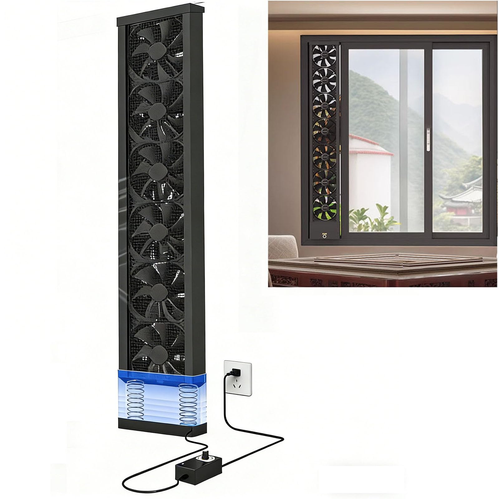 31.5-33.5 Inch Vertical Window Fan For Sliding Windows –Stepless Speed Control (0-2800 Rpm) Window Exhaust Fan Waterproof Vertical Window Fan With Living Rooms Bedroom Attics Garages