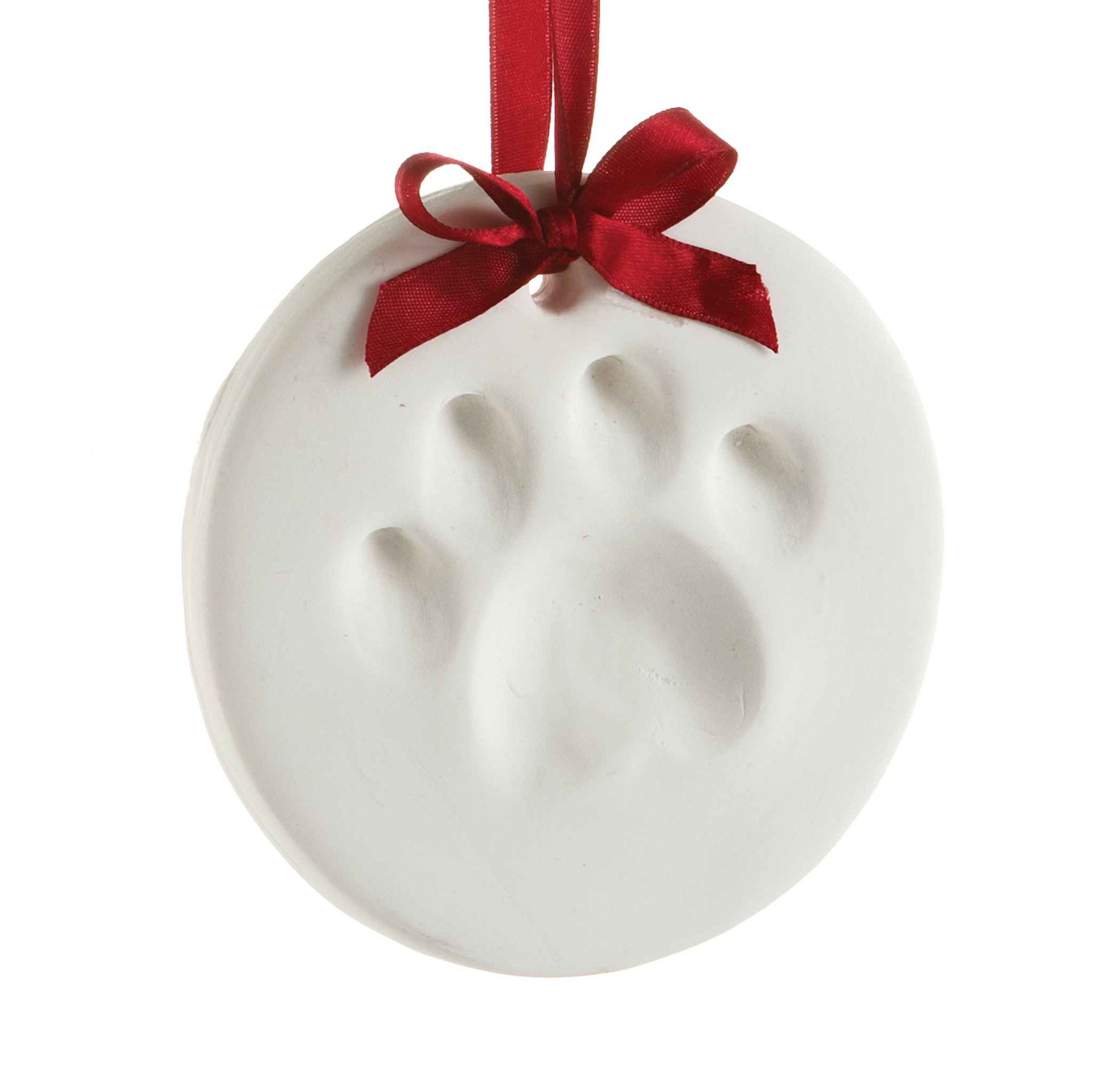Pearhead Clay Pawprint Christmas Ornament, Pet Owner Holiday Gift, Dog or Cat Paw Print Keepsake, DIY Pawprint Hanging Ornament, Classic Red Ribbon