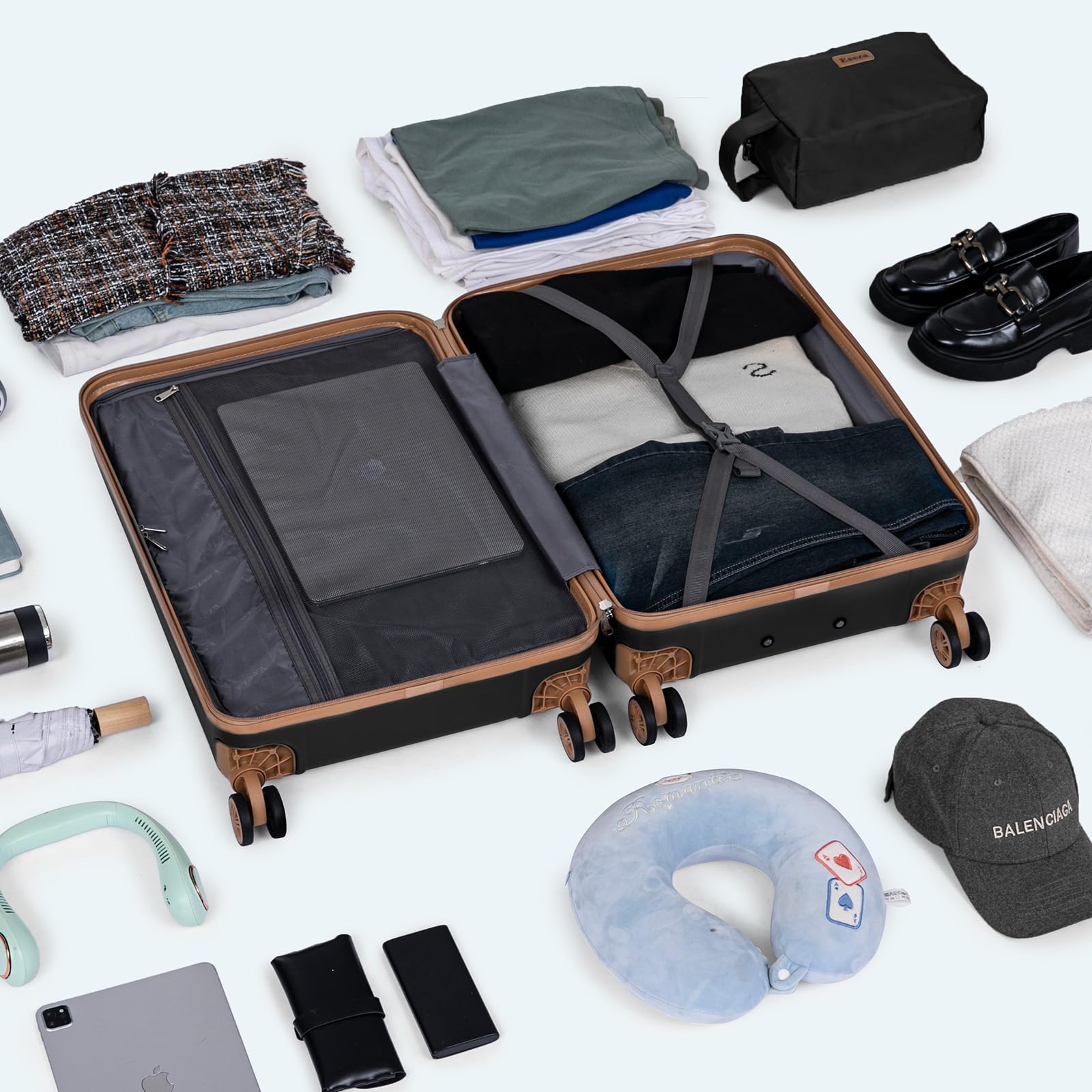 Eeeza Luggage Sets 5 Piece,Hard Case Suitcase Set with Spinner Wheels,Hardshell Lightweight Travel Luggage with TSA Lock (,20/24/28 Inch)