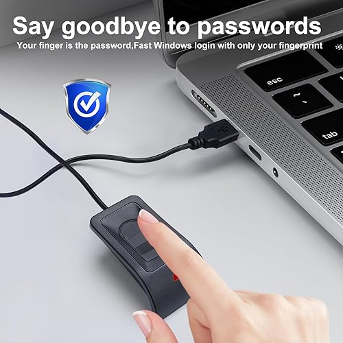 Miniatura 5 de Lector de huellas dactilares USB para Windows1011, instalación automática del controlador de Windows Hello con cable de extensión de 5 pies,