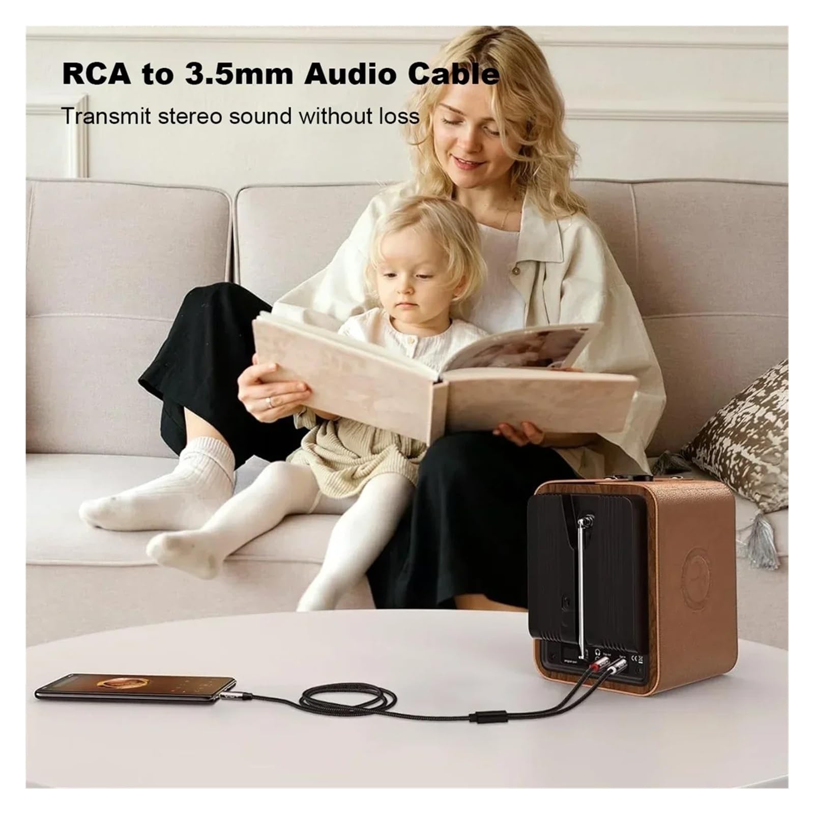 Cavo Audio Stereo Schermato Da RCA A 3,5 Mm (maschio Da 3,5 Mm A Maschio 2RCA) Funziona Con Smartphone/tablet/altoparlanti/home Theater(Pack of 3,5m)