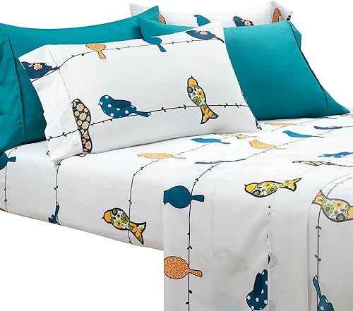 Miniatura 9 de Lush Decor Rowley Birds - Juego de sábanas suaves de 6 piezas, tamaño Queen, multicolor