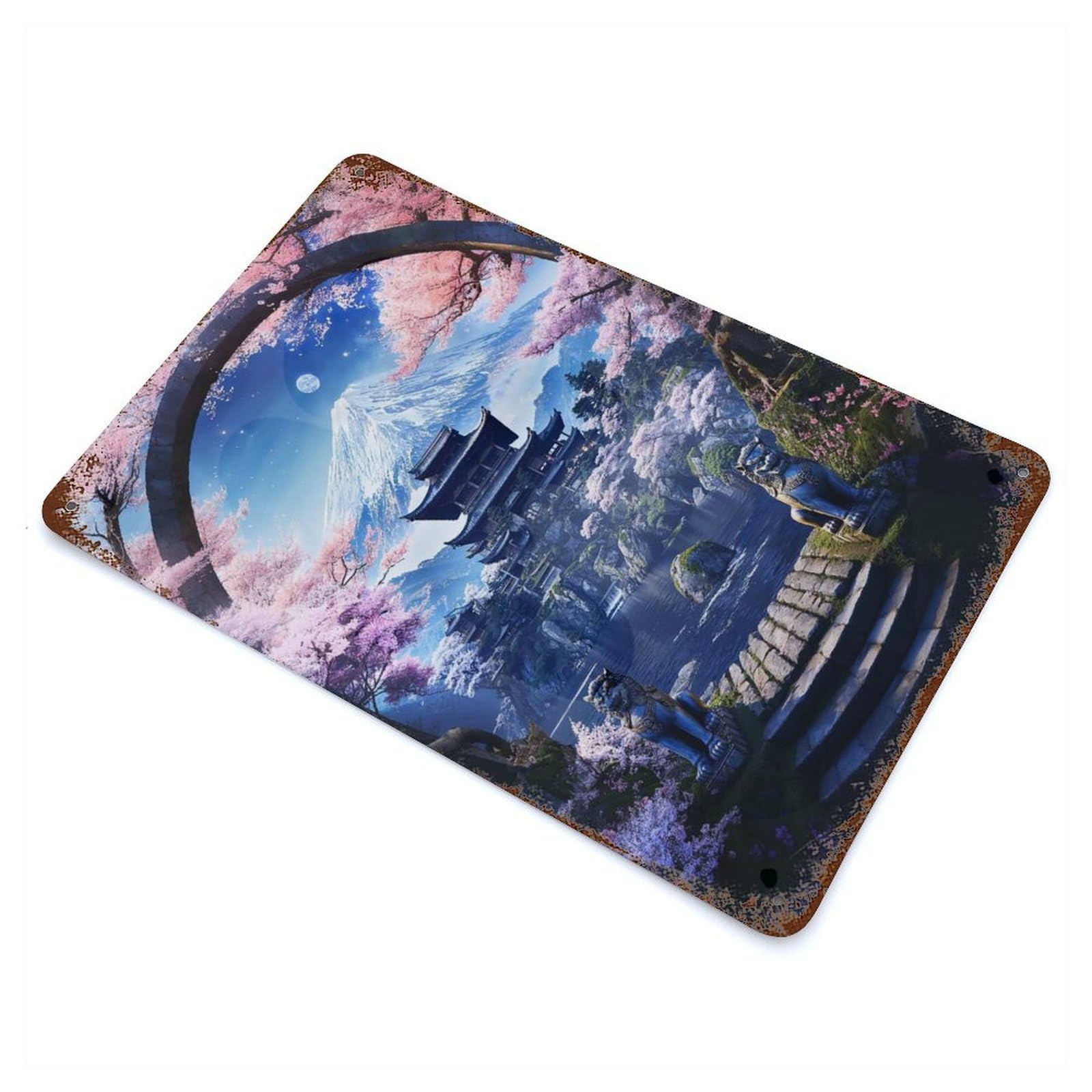 Mystical Moon Temple Retro Metal Sign 11.8"x7.9", Classic Wall Plaque for Garage, Pub Or Kitchen