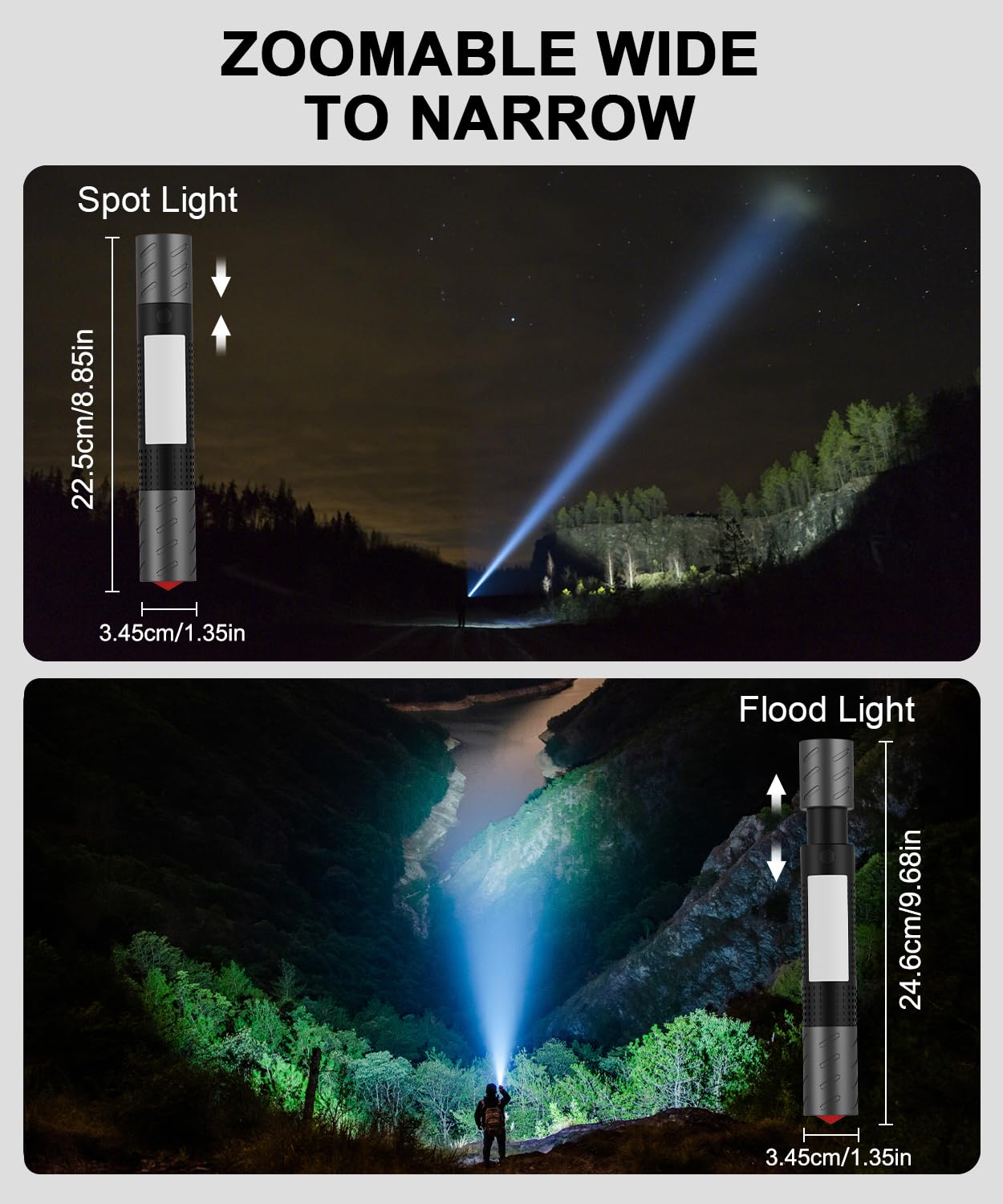 Linterna recargable de alta luminosidad 2025, linternas LED magnéticas superbrillantes con juego de destornilladores, interruptor de cristal de ventana, luz de flash COB, 7 modos, zoom, impermeable