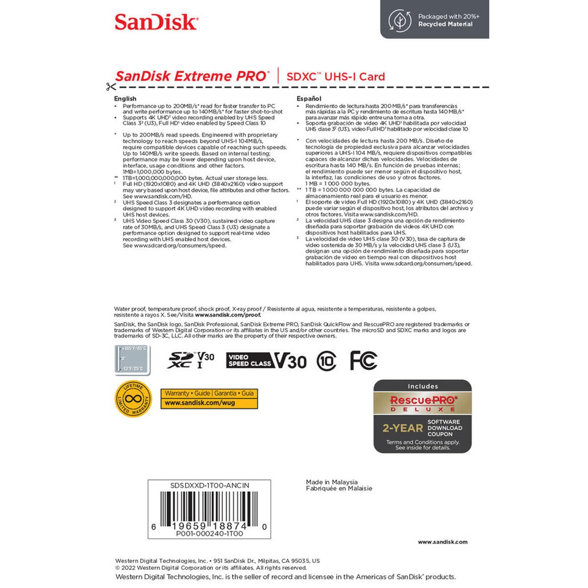 Amazon.com: SanDisk Extreme PRO 1TB UHS-I U3 SDXC Memory