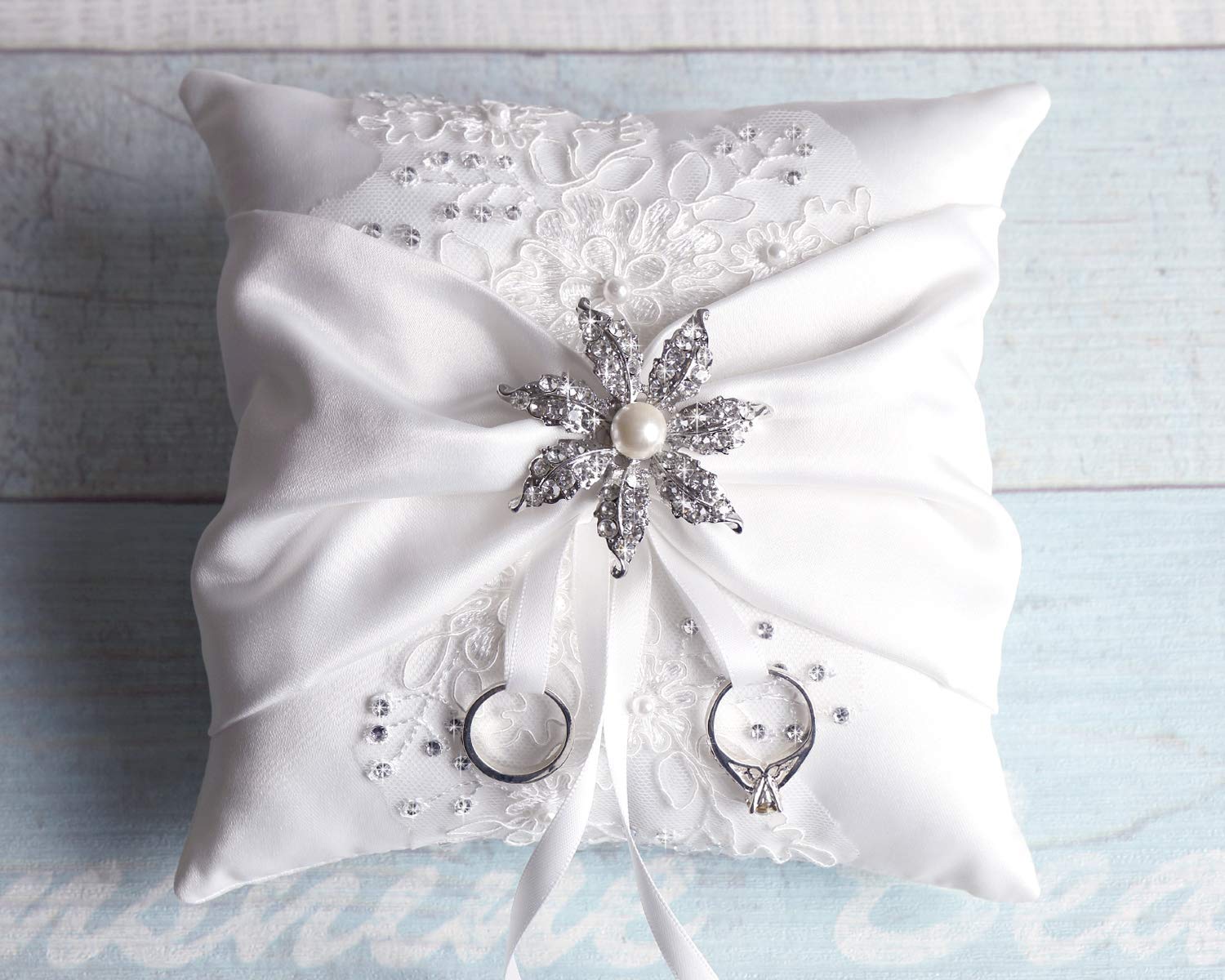 Wedding ring bearer pillow, lace ring pillow, pillow for