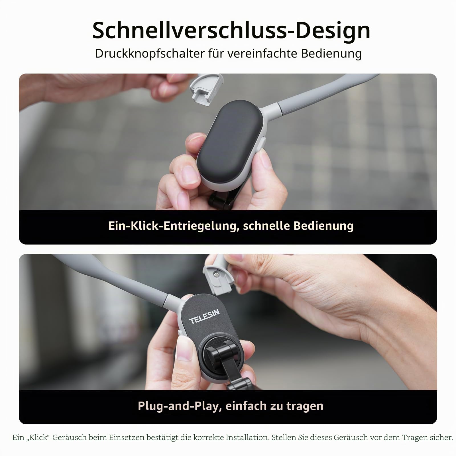 TELESIN Magnetische Nackenhalterung für Telefone, Nacken-Telefonhalter POV/Vlog Selfie-Halterung Hand frei Telefon-Halshalterung Bruststativgurt Videoaufnahme iPhone 17 16 15 14 13 12 Android (Grau)