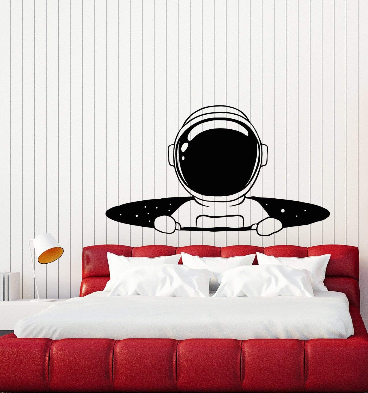 WallStickers4ever Vinyl Wall Decal Space Cartoon Little Astronaut Boys Kids Room Stickers Mural Large Decor (g4675) Black