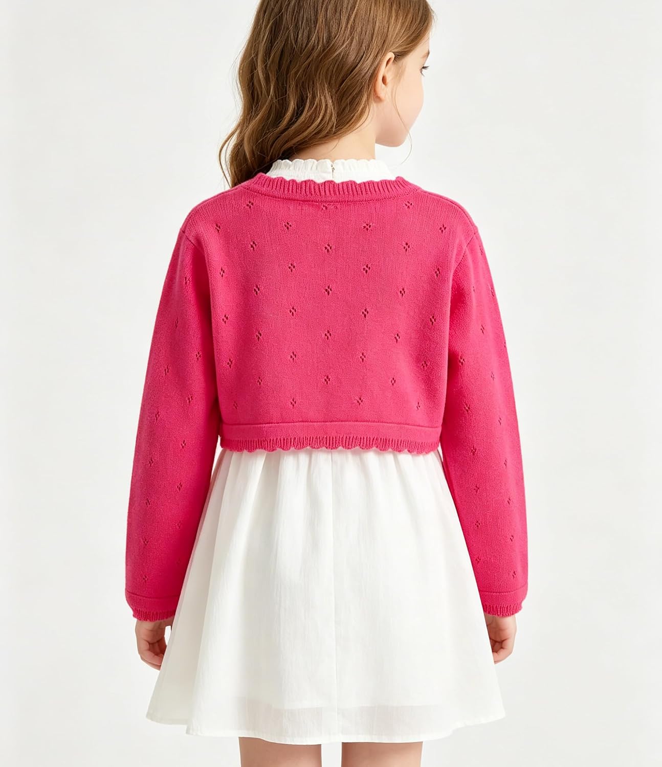 2Pcs Girls' Knit Toddler Cardigan Cotton Soft Button Closure Bolero Shrug Shawl Shirt Sweater