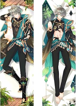 Genshin Alhaitham Cosplay Dakimakura Hugging Body Pillow Case, Costume Anime Otaku, 2-Side Alhaitham HD Pillowcase Cover 59 x 20 Inch Model A