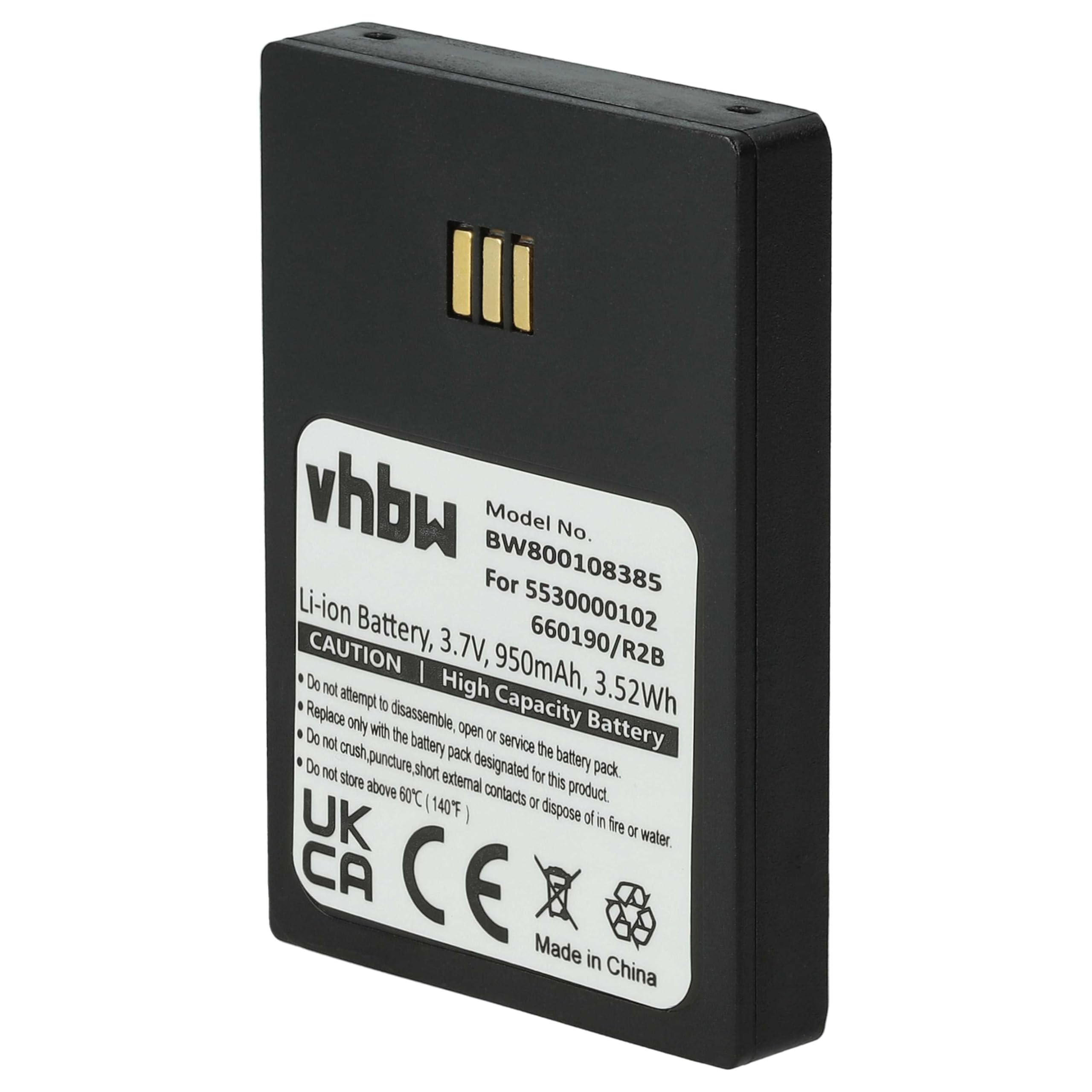vhbw 5x batteria compatibile con Ascom i62 Protector, i62 Talker telefono fisso cordless (950mAh, 3,7V, Li-Ion) nero