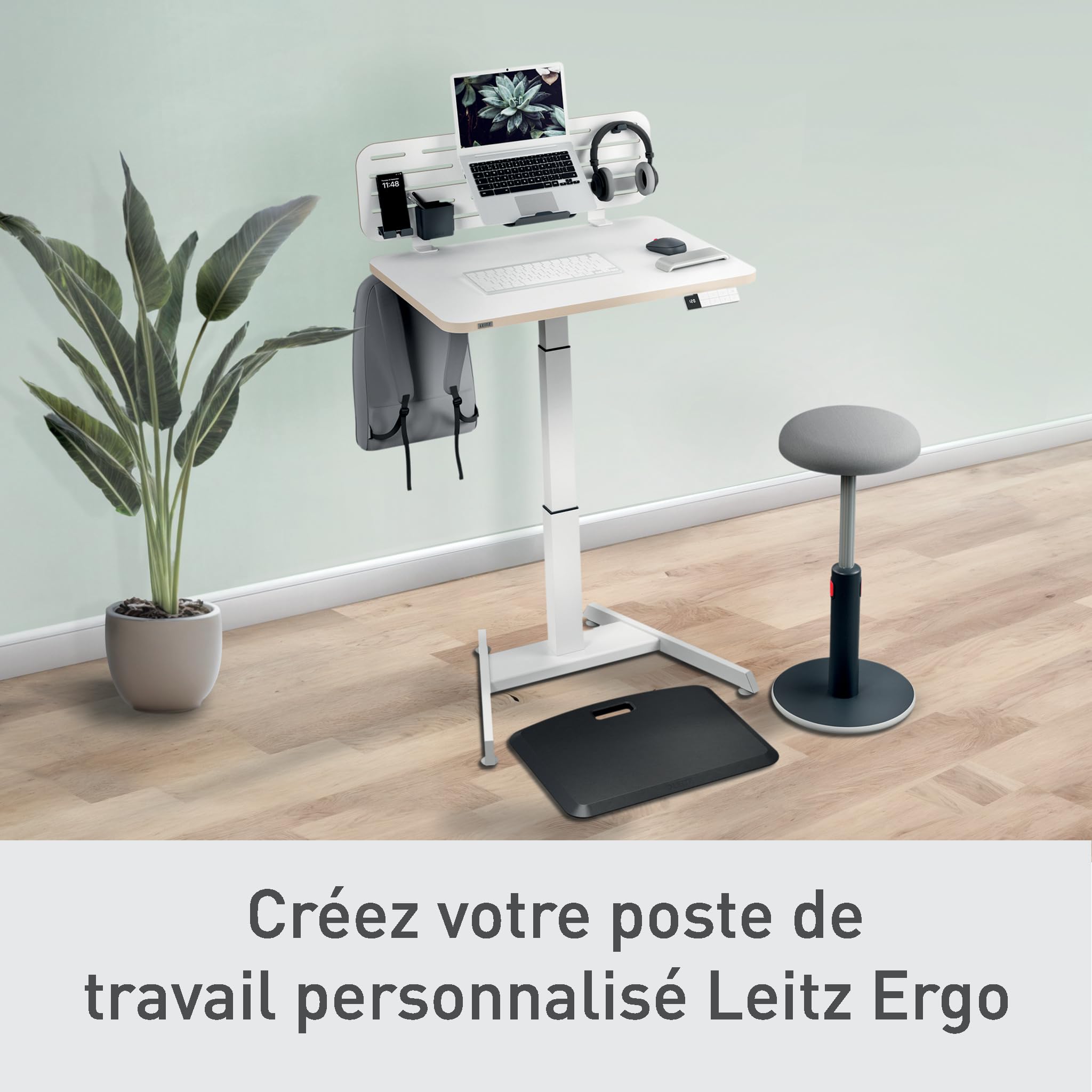 Leitz Ergo Bureau Assis-Debout Compact Pliable:, Blanc