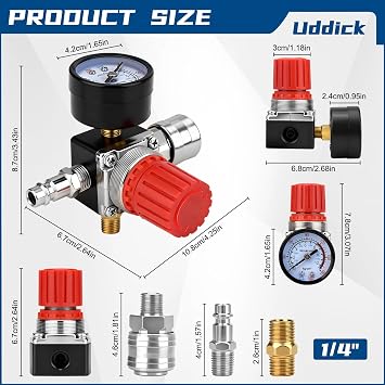 Hava Kompresörü Basınç Regülatörü 1/4 inç Pnömatik Genleşme Vanası, 180 psi 12 bar Bağlantılı (Dört yönlü vana) Basınç Kontrol Vanası