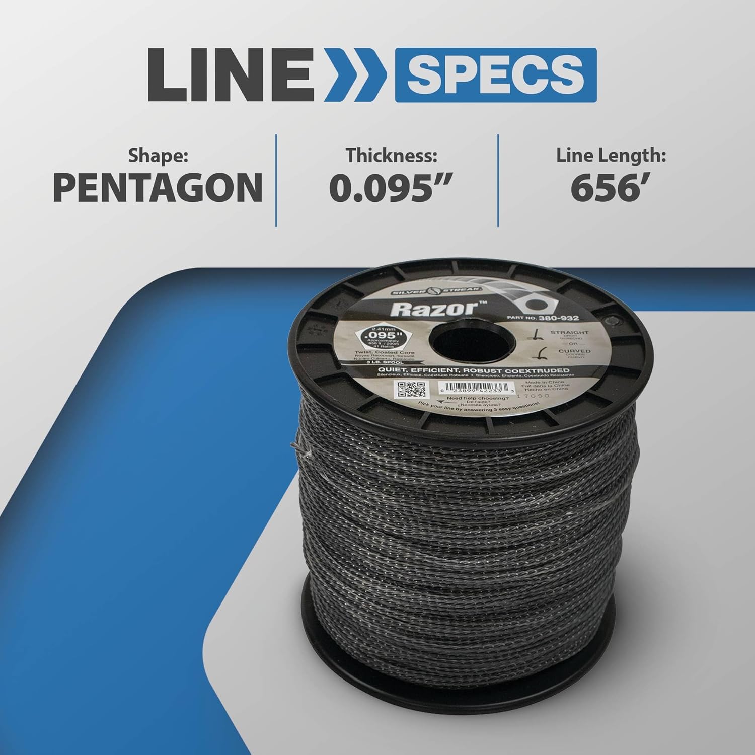 Stens 380-932 Silver Streak Razor Trimmer Line.095 3 lb. Spool, ea, 1