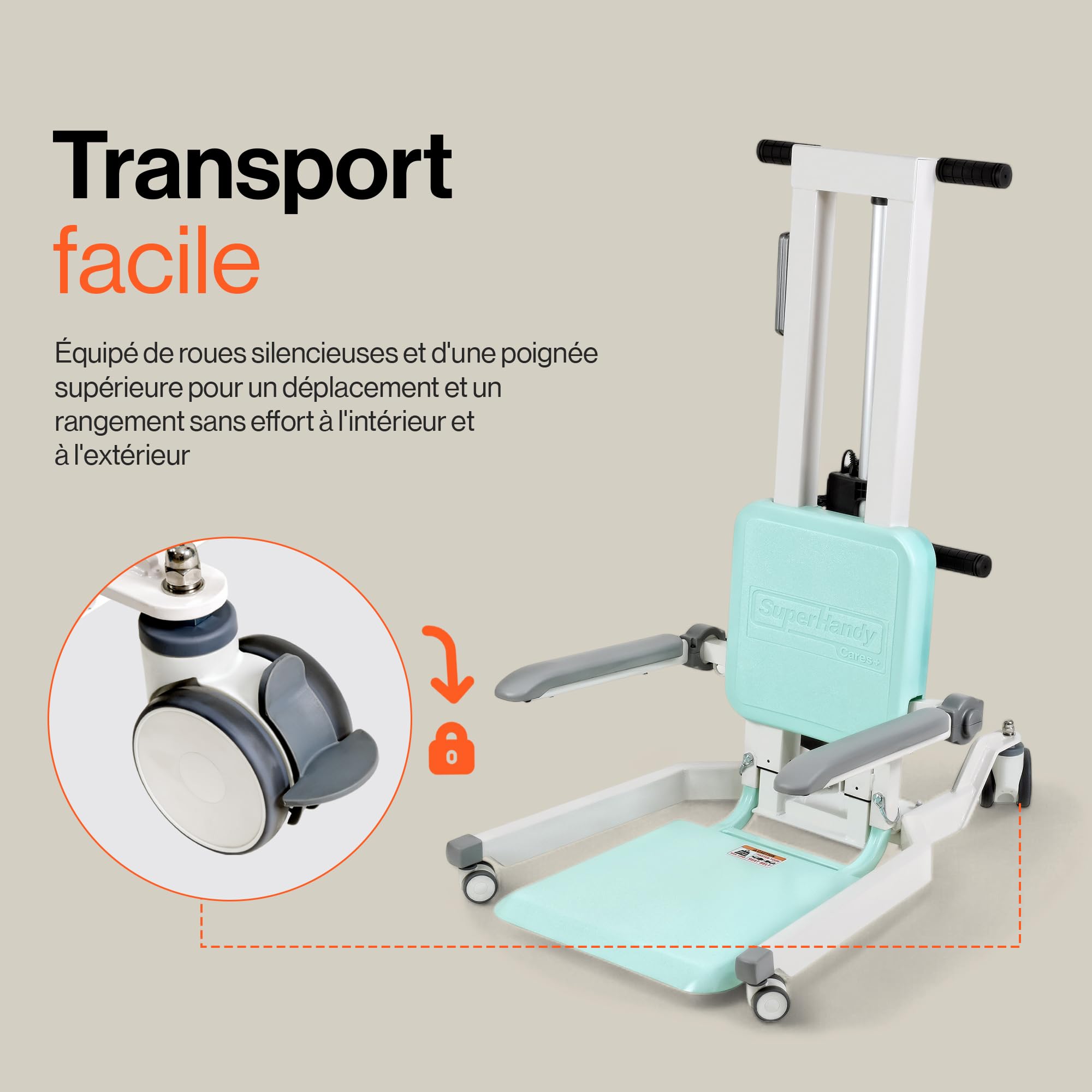 SuperHandy GoRise Élévateur électrique au Sol – Capacité de 227 kg, Assistance à la Verticale, Portable, réglable, Ergonomique, Rangement Facile, en Attente de Brevet (TX (Lève-Transfert))
