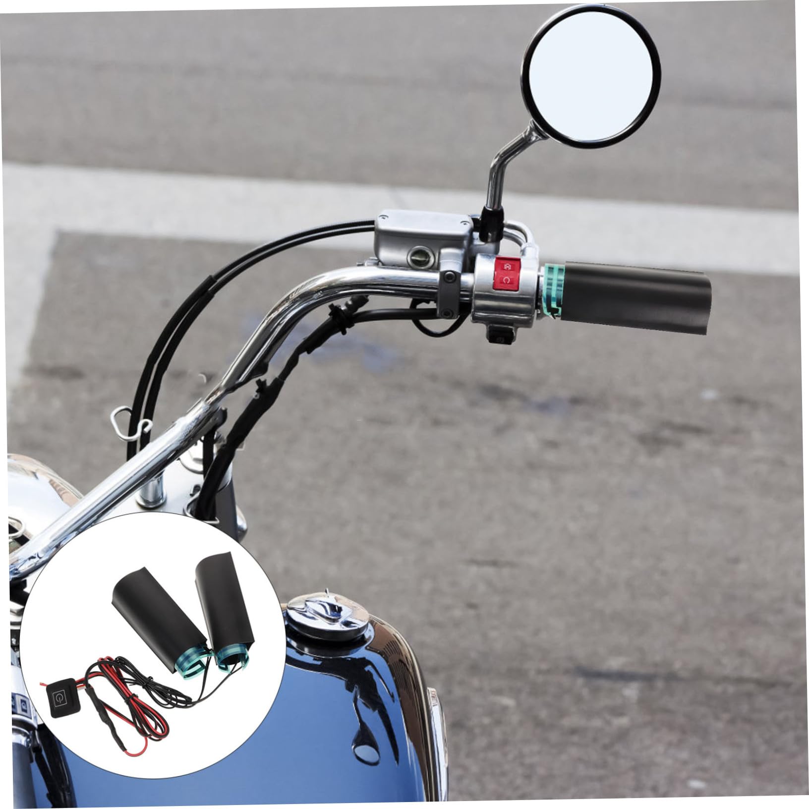 2 Pièces Poignées chauffantes Bols en Verre pour la Nourriture Fausses brindilles Coussin Chauffant pour Guidon Housse chauffante pour Guidon poignées pour vélo Accessoires