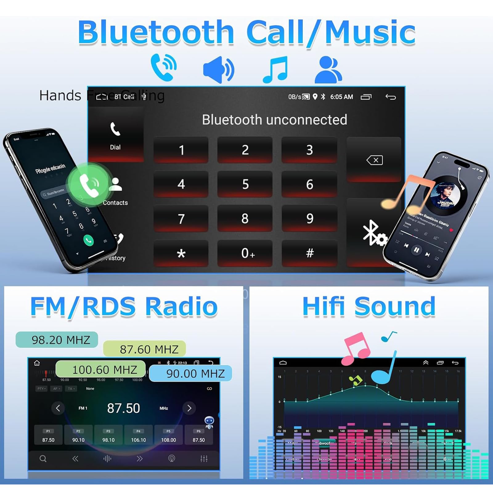 Radio Samochodowe 2 DIN do Fo-rd Focus 2011–2017 z 9-calowym ekranem Dotykowym, Obsługą Bezprzewodowego Apple CarPlay i Android Auto, Bluetooth, Mirror Link, EQ/FM/RDS, USB, Obsługą (Size:8Core 2+32G)