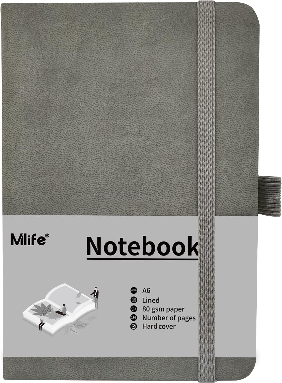 Mlife A6 Small Journal Notebook, Lined Pocket Notebook with Pen Holder, Mini Notebook Hardcover, 192 Pages, 3.9 inches * 5.5 inches Journal for Women and Man (Grey)