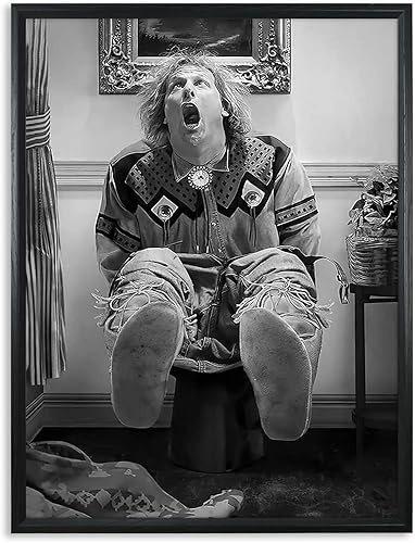TWNSLLA Arte de pared enmarcado para baño, divertido arte de pared de baño, humor blanco y negro vintage, póster de película de comedia tonta y