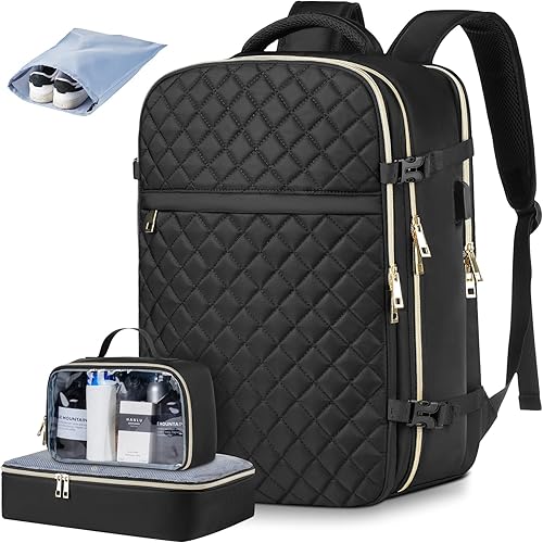 MOMUVO Mochila de viaje grande para mujer, mochila de transporte aprobada por vuelo, resistente al agua, antirrobo, mochila informal grande, color