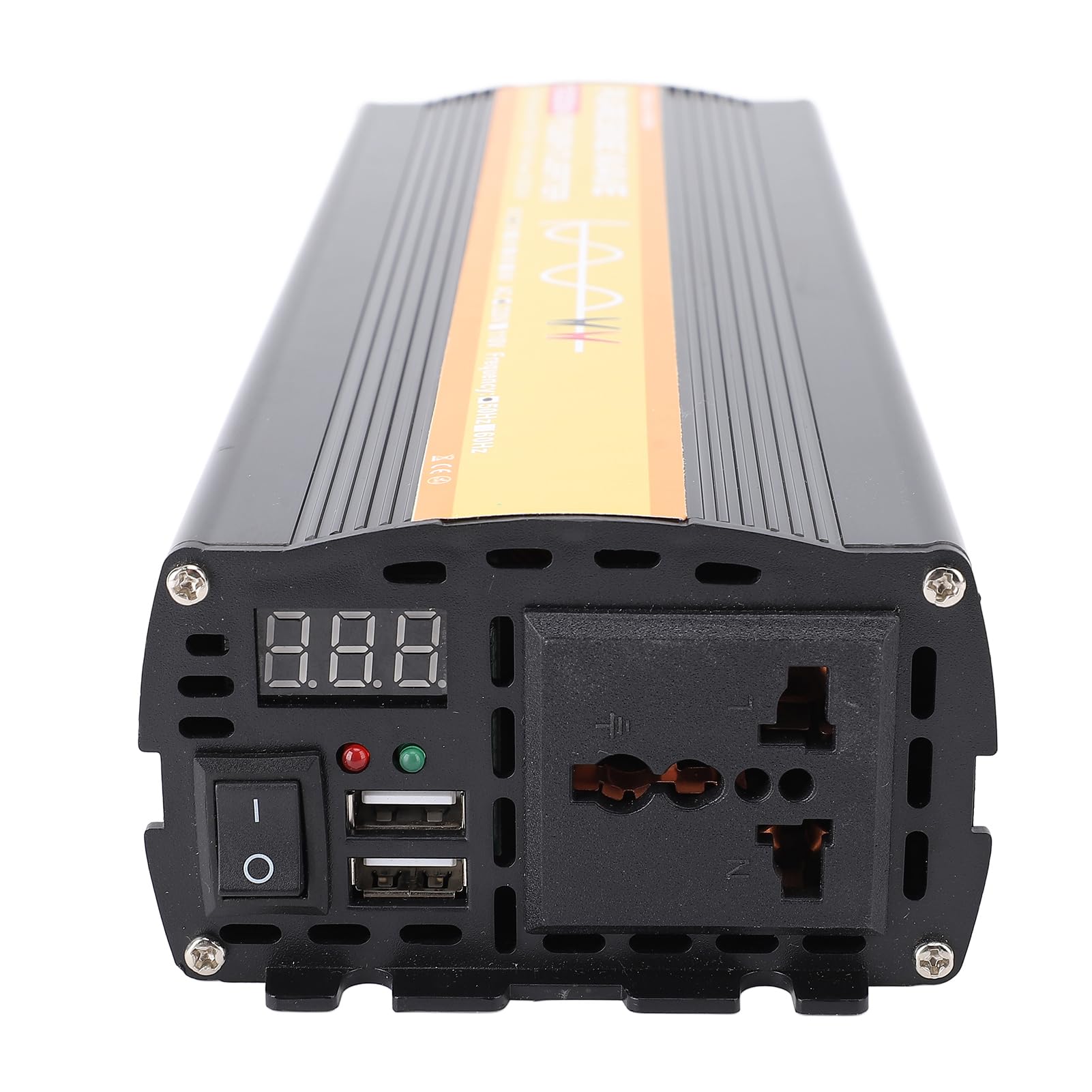 Greensen Falownik Sinusoidalny o Mocy 1000 W, Samochodowy Falownik Solarny ABS DC 12 V z Wyświetlaczem LCD, Moc Szczytowa 2000 W, Dwa Porty USB, Gniazdko Sieciowe, Wskaźniki LED do Wycieczek