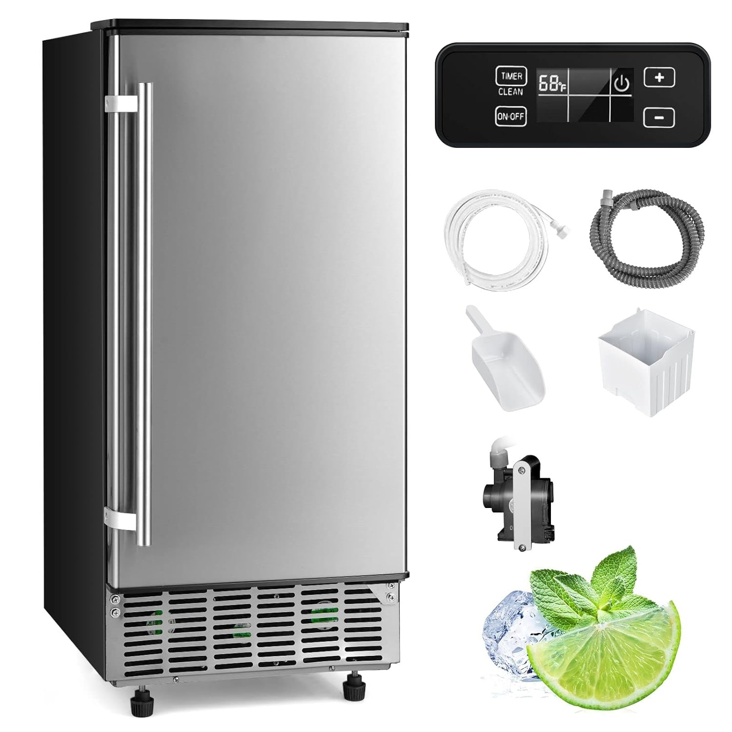 PETSITE Ice Maker Machine Commercial, 80LBS/24H Stainless