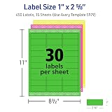 Avery Printable Address Labels with Sure Feed, 1" x 2-5/8", Assorted Neon Colors (Magenta, Green and Yellow), Laser & Inkjet Compatible, 450 Blank Labels Total (5979) – view 6