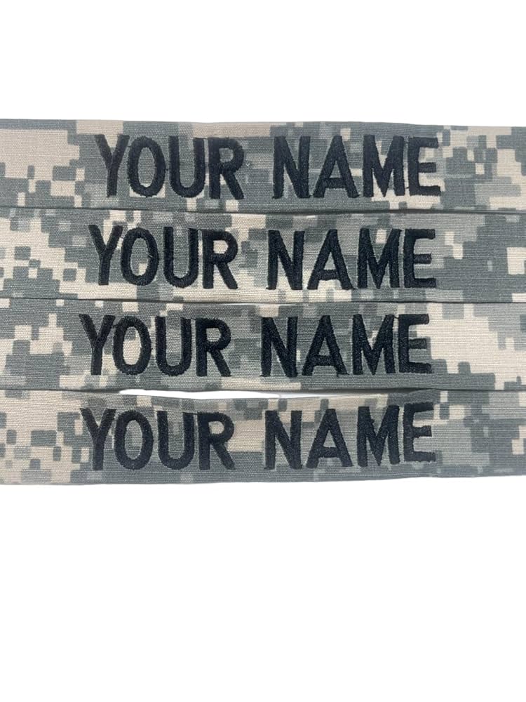 S　ACU NAME TAPE 3 Piece Custom Name Tape Set w/ Hook Fastener Backing - ACU