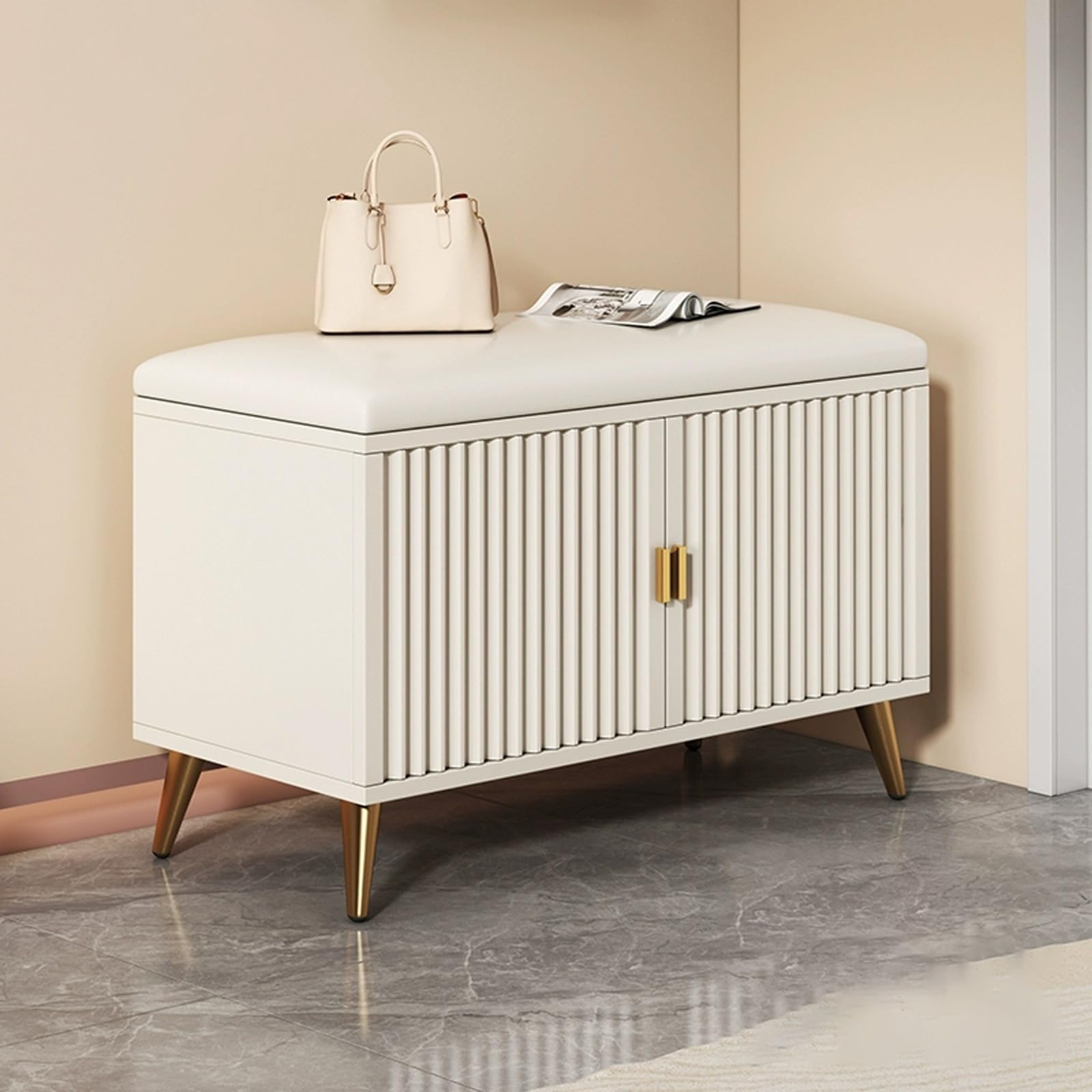 Banc de rangement multifonction idéal pour simplifier l'organisation du porche
