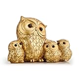 Octdays Gold Owl Family Statue Table Decor, Modern Owl Figurine Shelf Decor Accents, Small Sculpture Table Decorations for Living Room TV Stand Office (Gold Owl Figurine - B)