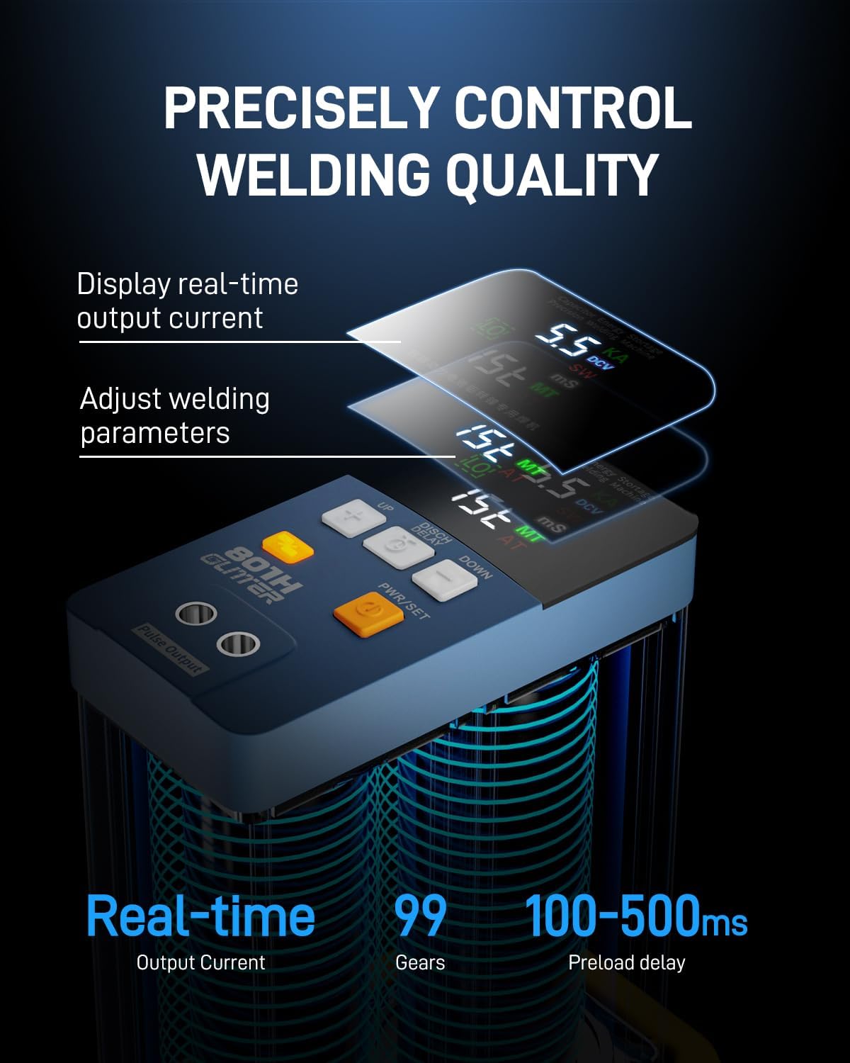 GLITTER Spot Welder, 21000W 3500A Battery Spot Welder, Aluminum to Nickel Spot Welder for Lithium Batteries, Auto & Manual Battery Welder for Batch Building 18650 LiFePO4 Lithium Battery Pack DIY,801H