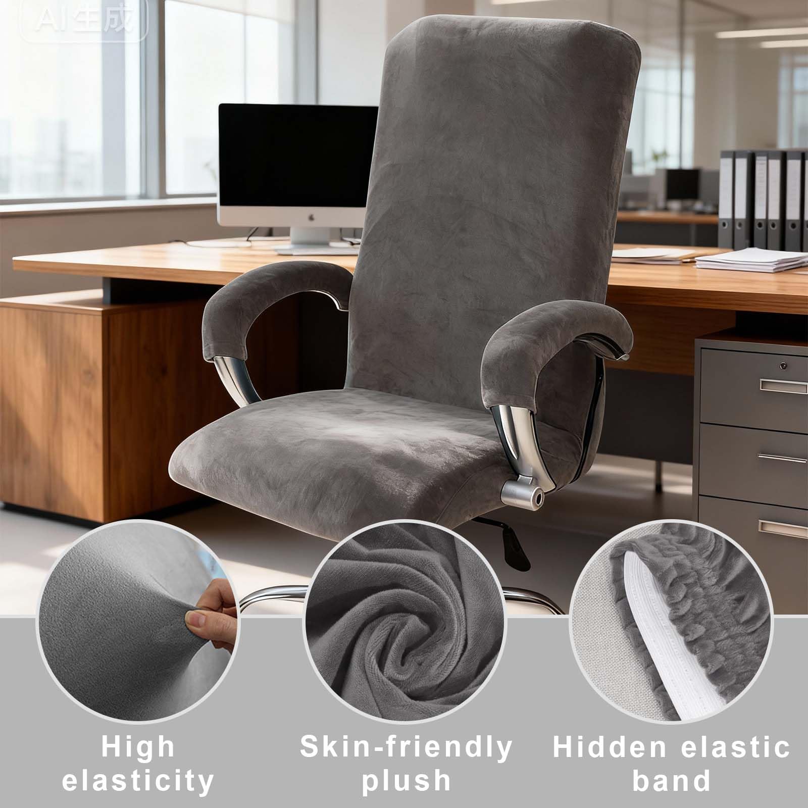 Elastische Stuhlhussen Bürostuhl,Stretch Gaming Stuhl Bezug,Drehstuhl Abdeckung mit Armlehne,Drehstuhl abdeckung mit armlehne, Bezug Abnehmbare Sessel,für Computerstühle und Gaming-Stühle (Hellgrau)