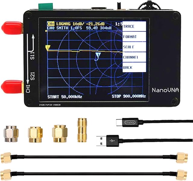 NanoVNA Vector Network Analyzer,50KHz-1.5GHz 2.8inch LCD Digital Display Touching Screen Shortwave MF HF VHF UHF Antenna Analyzer Standing Wave