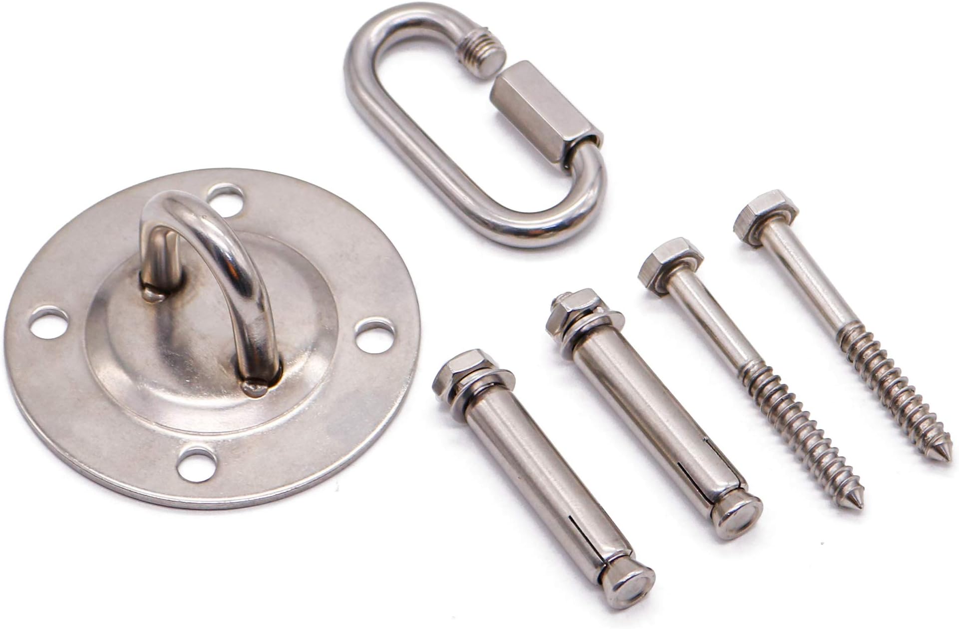 LAZZO Hammock Hanging Kit, Durable Hooks&Carabiners, Expansion Bolts Screws Stainless Steel 1100 LB Capacity for Hammock Stand, Swing Chair, Punching Bag, Yoga Training, Hanging Lamp, Indoor&Outdoor