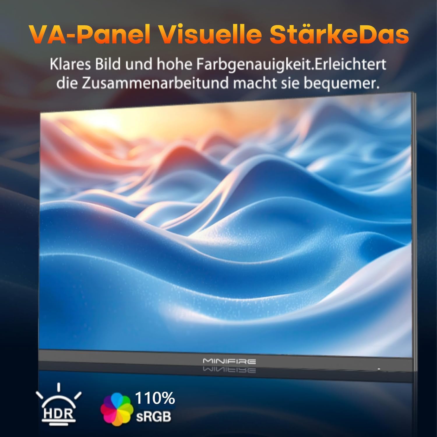 Minifire 24 inch monitor, USB Type-C-poort, 100 Hz, oogverzorging voor bedrijven en kantoor, ultradunne rand, FHD 1080P computermonitor pc-scherm, flikkervrij, laagblauwe modus, anti-verblinding