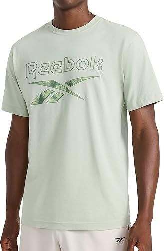 Reebok Men's Short Sleeve Graphic Crewneck T-Shirt, Standard Fit, Lightweight Cotton-Poly Fabric