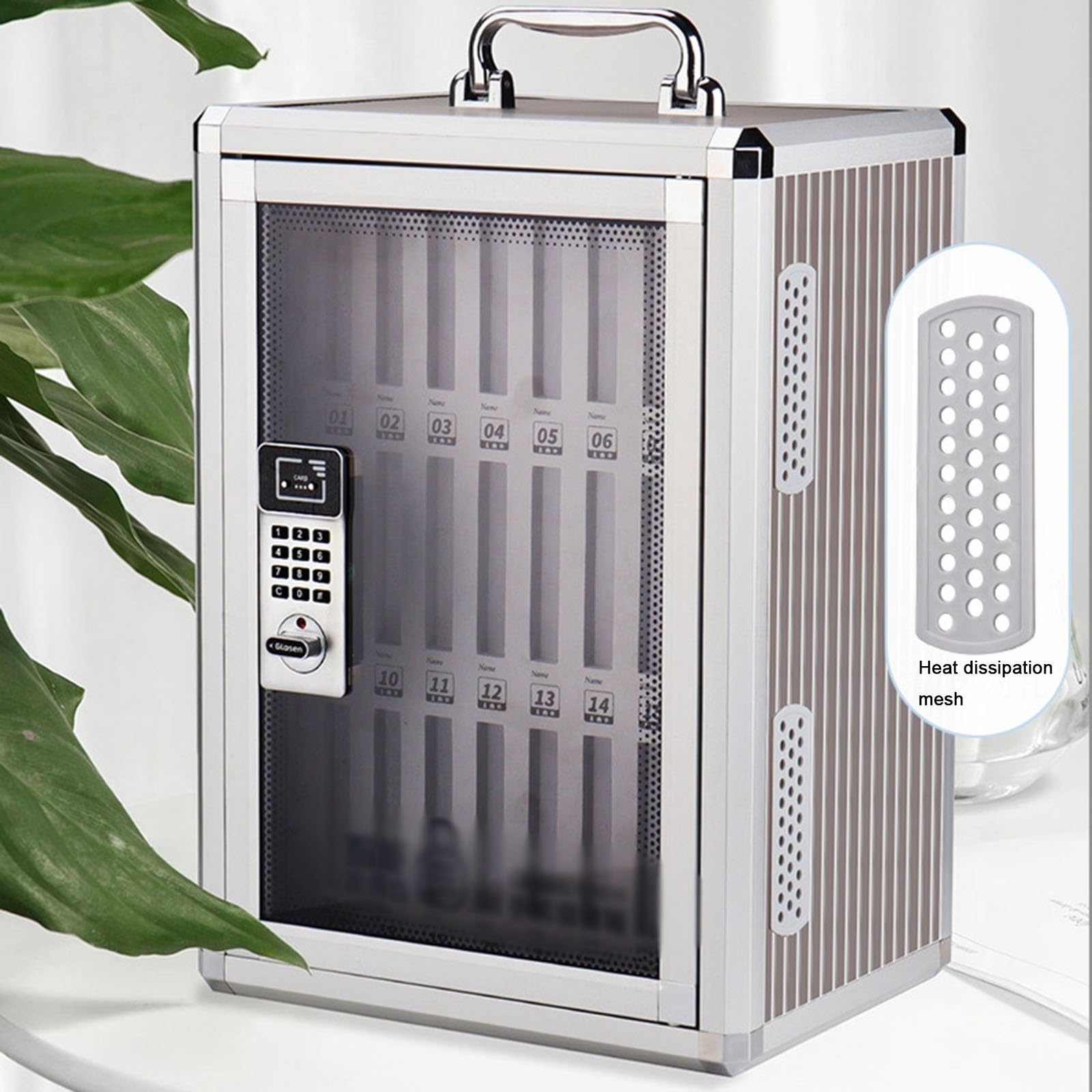Armadietto per telefoni cellulari a 48 scomparti, cassaforte a muro per telefoni cellulari con serratura a combinazione, portatile, cassetta di sicurezza per telefoni cellulari per scuole e aziende.