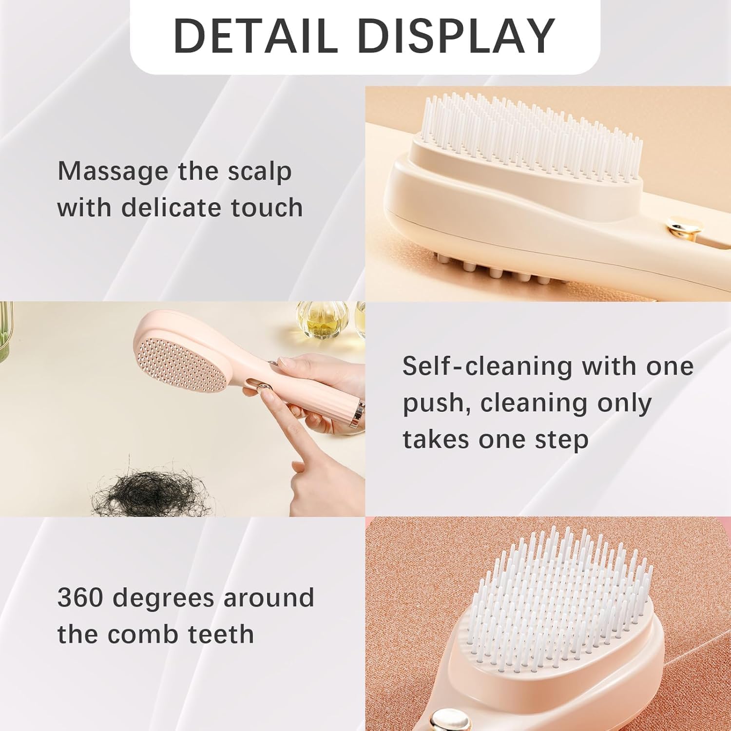 BELARO Self Cleaning Hair Brush for Women, Easy Clean, Massage Comb with Retractable Bristles One-pull Clean Anti Static Tools for All Hair Types (Hair Brush) 1