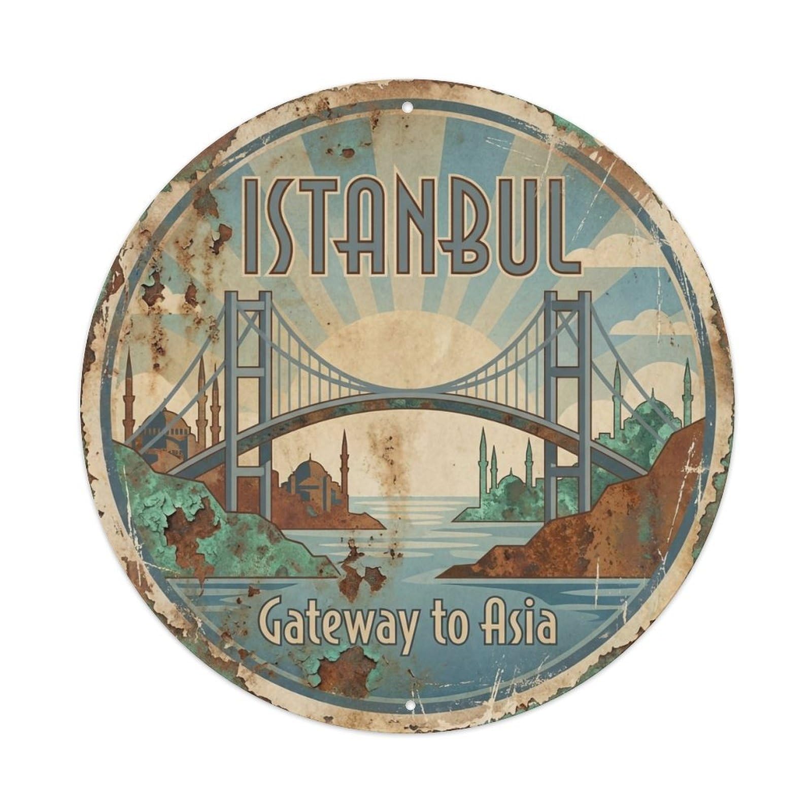 Vintage Travel Istanbul Turkey Regal Vintage Metal Tin Sign Plaque Wall Decor for Cafe, Club Bar, Office, Garden Metal Poster 8x8Inch