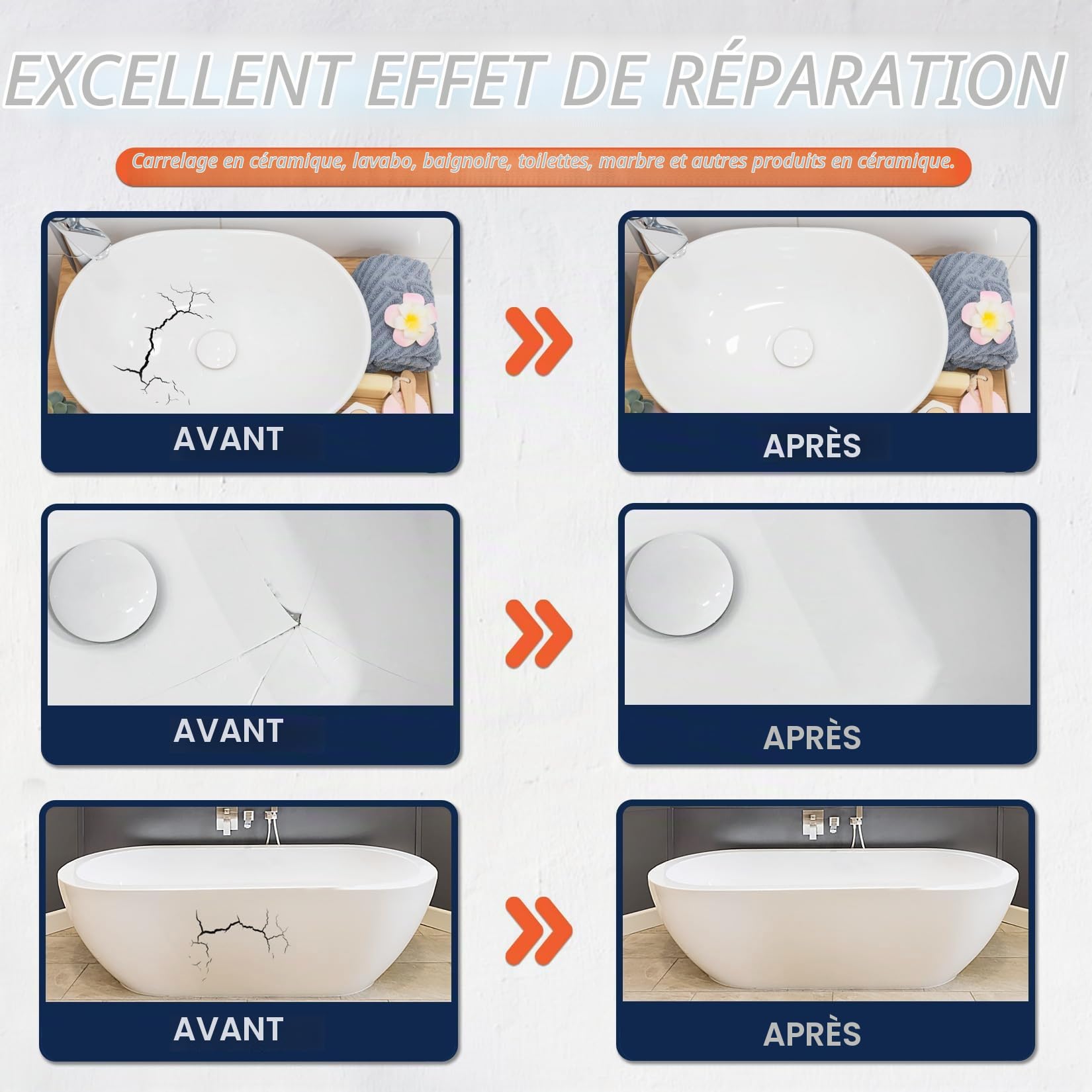 Kit Reparation Carrelage, Blanc Kit Réparation Receveur de Douche Résine, Colle Carrelage Kit de Réparation pour Comptoirs en Quartz et Marbre pour ébréchures, Trous, Bosses, Rayures