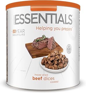 Emergency Essentials Freeze Dried Beef Dices #10 Can | Real Cooked Beef for Long Term Emergency Food Storage | Bite Size Chunks for Everyday Cooking, Soups, Stews, Camping, and Home Preparedness